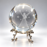Angel 3D Laser Engraved Glass Sphere On Metal Stand (60mm)